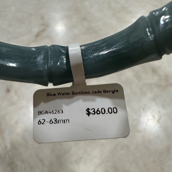 🌊Bluewater Jadeite Jade Bangle Hand-carved Bamboo Guatemalan Grade A - Picture 12 of 12